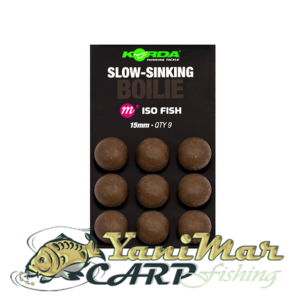 Бавнопотъващи топчета Korda Slow Sinking Boilie ISO Fish