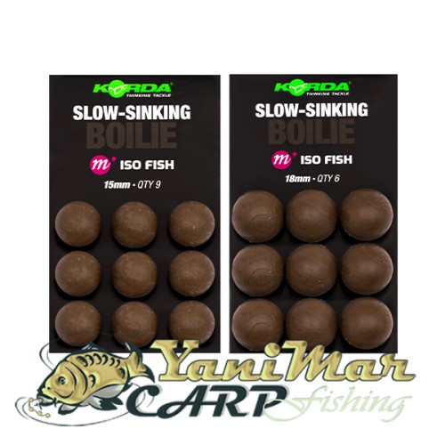 Бавнопотъващи топчета Korda Slow Sinking Boilie ISO Fish
