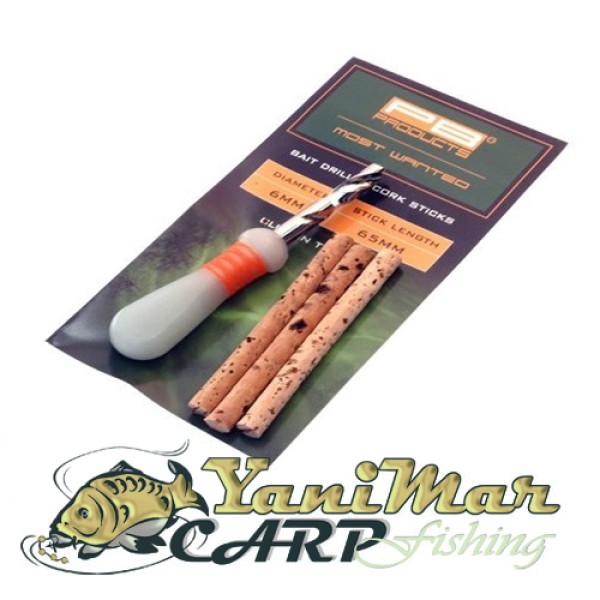 Бургия PB Products Bait Drill 6mm + cork sticks 3pcs