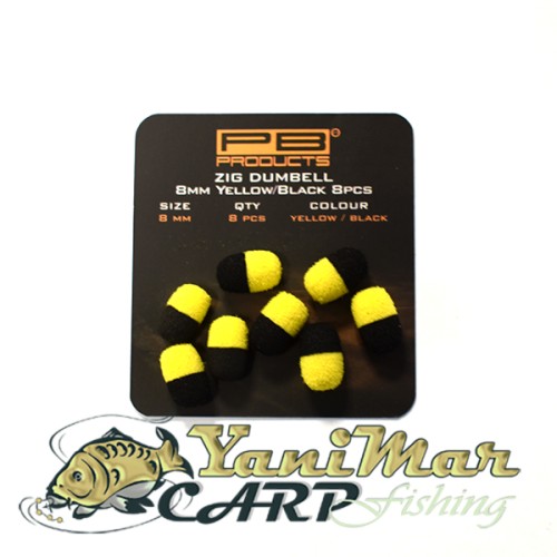 Плуваща стръв PB Products Zig Rig Dumbell 8mm Yellow/Black (8pcs)