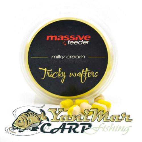 Уафтери Massive Baits Tricky Wafters Milky Cream 10x7mm – Балансирана стръв за Фидер и Метод Фидер