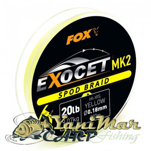 Влакно за spod Fox Exocet Mk2 Spod braid 20lbx300m жълто