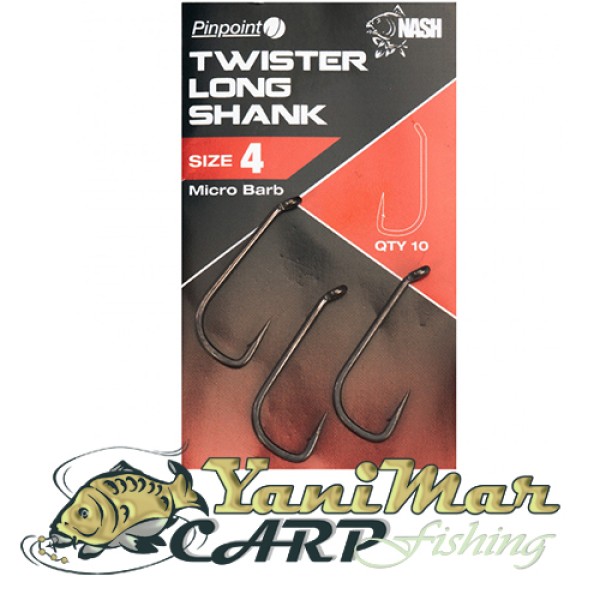 Куки Nash Pinpoint Twister Long Shank Hooks